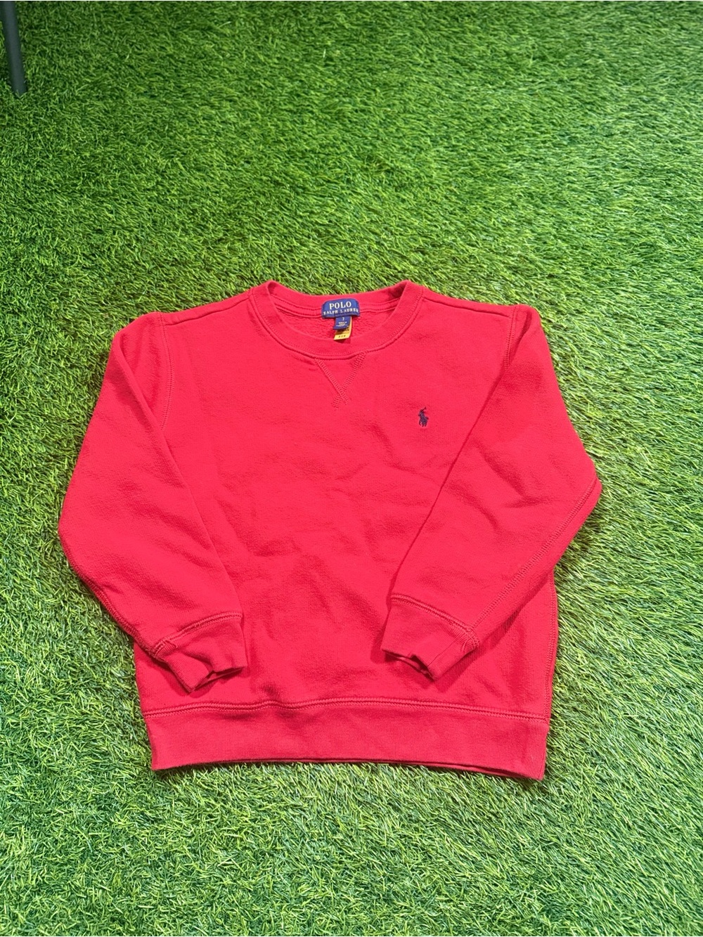 Polo Ralph Lauren Boys Size 7 Red Fleece Crewneck Sweatshirt Pony Logo Cotton